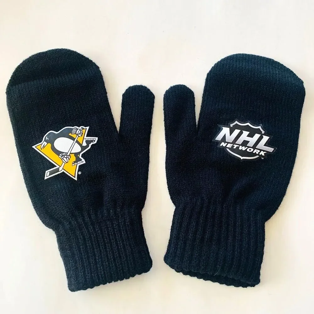 NEW Pittsburgh Penguins Knit Mittens Adult Winter‎ Hockey NHL Network Gloves